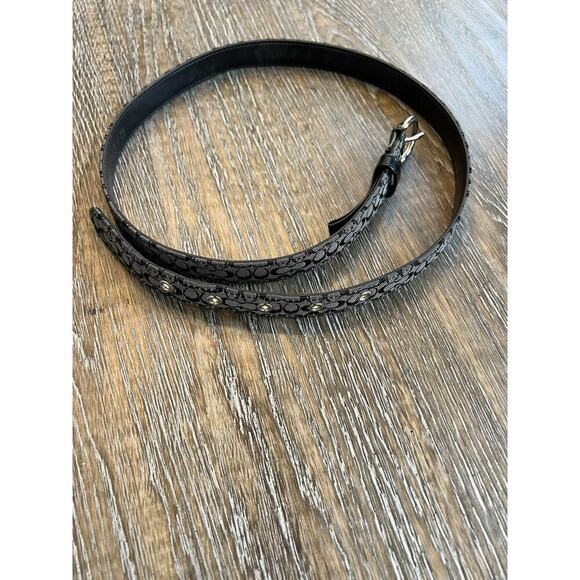 Vintage Y2K COACH Canvas Jacquard CC Logo Silver/Black Skinny Belt sz M Italy main image 6